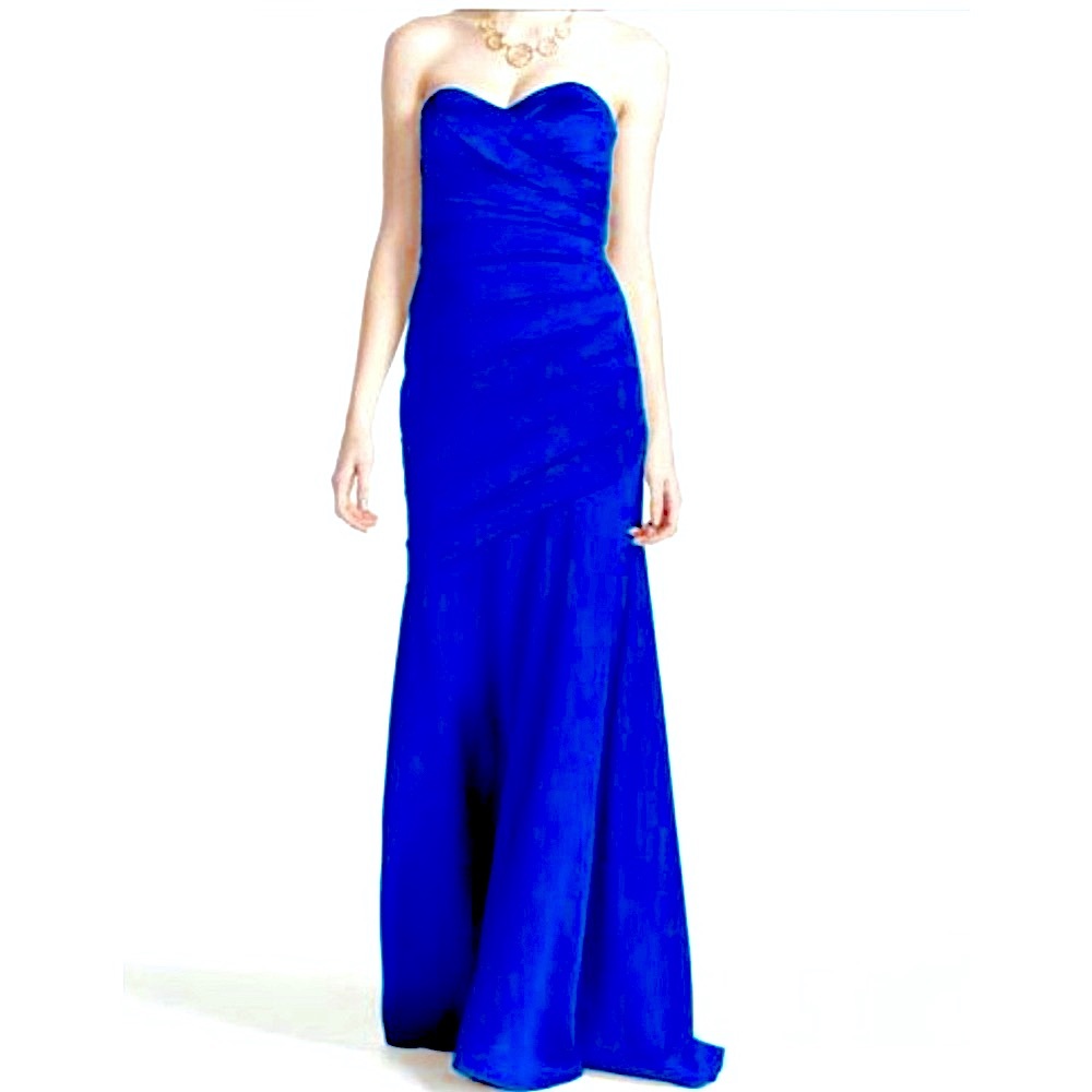 Davids Bridal Blue Strapless Evening Gown